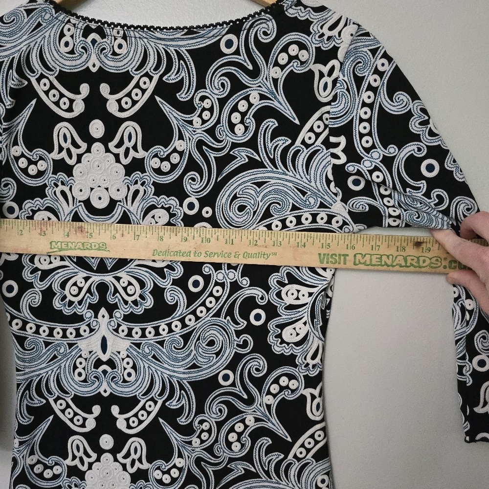 Wrapper Vintage Top Y2K Cinched Bust Size S/M Black White Textured Slinky - Picture 7 of 10